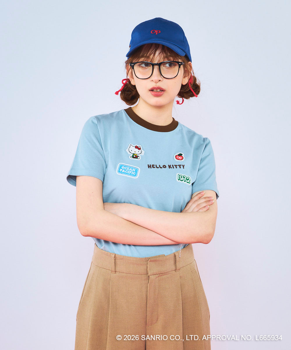 Ocean Pacific×ハローキティ】ワッペンリンガーチビTシャツ - Ocean