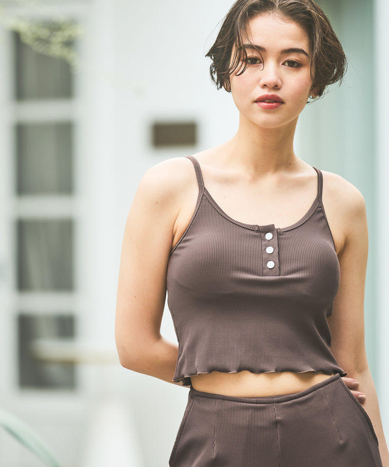 【紫外線カット】リブ素材 ラッシュガード付 水着4点セット